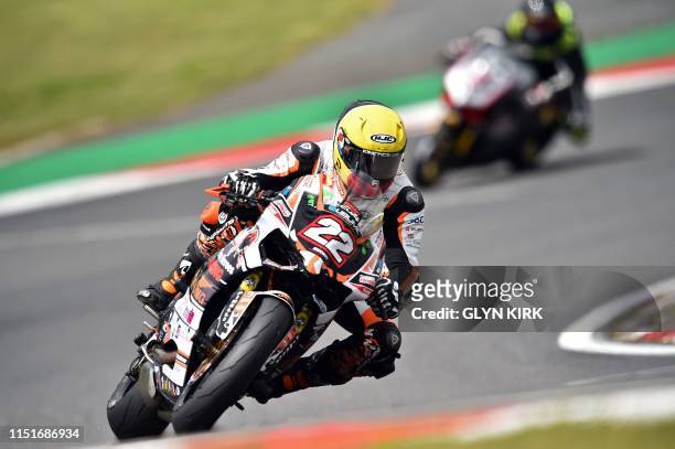 True Heroes racing Team rider Dave MacKay during practice for the Ducati Performance TriOptions Cup bike race, part of the Bennetts British Superbike...