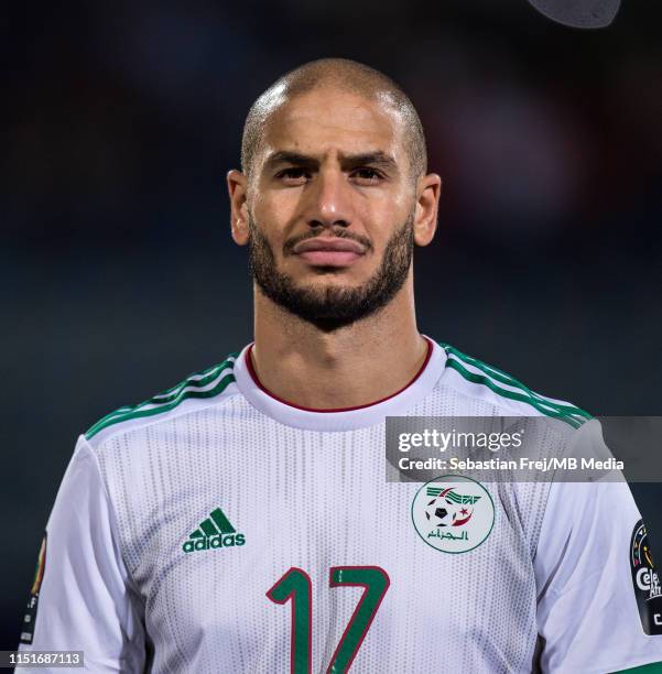 Adlane Guedioura of Algeria looks on during the 2019 Africa Cup of Nations Group C match between Algeria and Kenya at 30 June Stadium on June 23,...