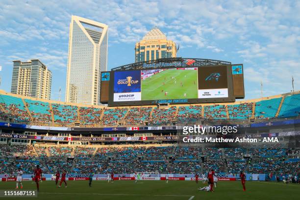 General view of match action at the Bank of America Stadium during the Group A 2019 CONCACAF Gold Cup match between Canada v Cuba at Bank of America...