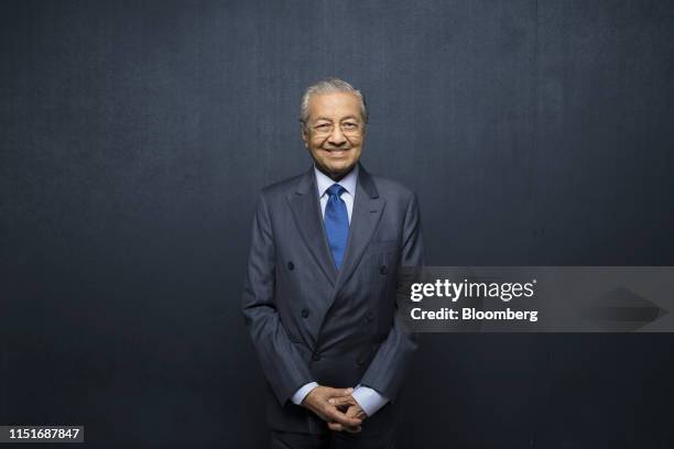 Mahathir Mohamad, Malaysia's prime minister, poses for a photograph during the Bloomberg Asean Business Summit in Bangkok, Thailand, on Friday, June...