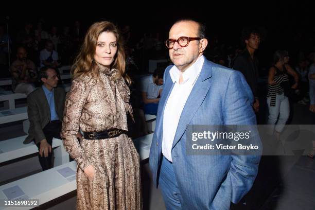 Chiara Mastroianni and Herve Temime attend the Celine Spring Summer 2020 show as part of Paris Fashion Week on June 23, 2019 in Paris, France.