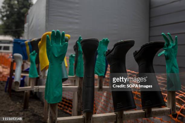 Gloves and wellies at an Ebola treatment centre in Goma, DR Congo is currently experiencing the second worst Ebola outbreak in recorded history. More...