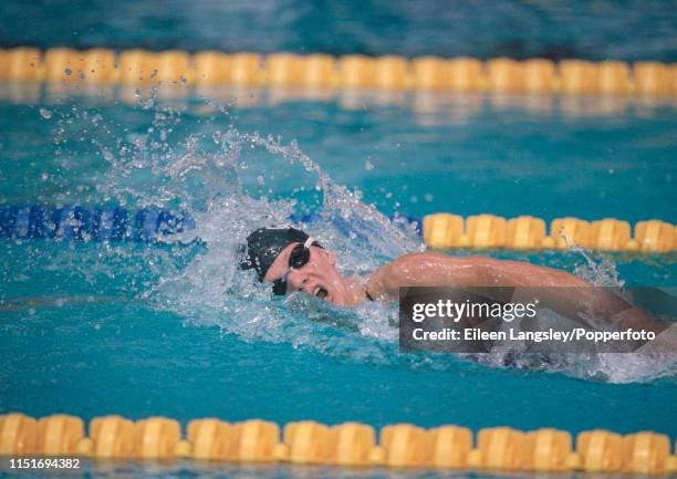 Dagmar Hase representing Germany in a freestyle event during the 1993 European Aquatics Championships at the Ponds Forge International Sports Centre...