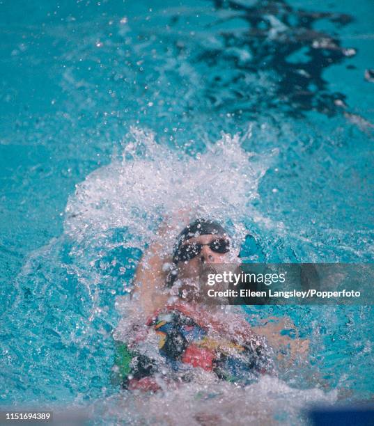 Dagmar Hase representing Germany in a backstroke event during the 1993 European Aquatics Championships at the Ponds Forge International Sports Centre...