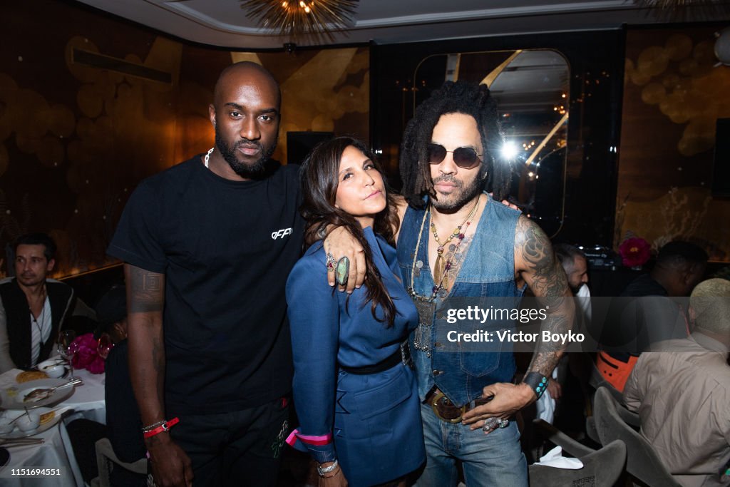 Virgil Abloh, Laurie Stark and Lenny Kravitz attend the cocktail