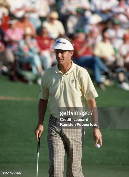 Scottish golfer Sandy Lyle enroute to winning the US Masters Golf Tournament at the Augusta National Golf Club in Georgia, circa April 1988.
