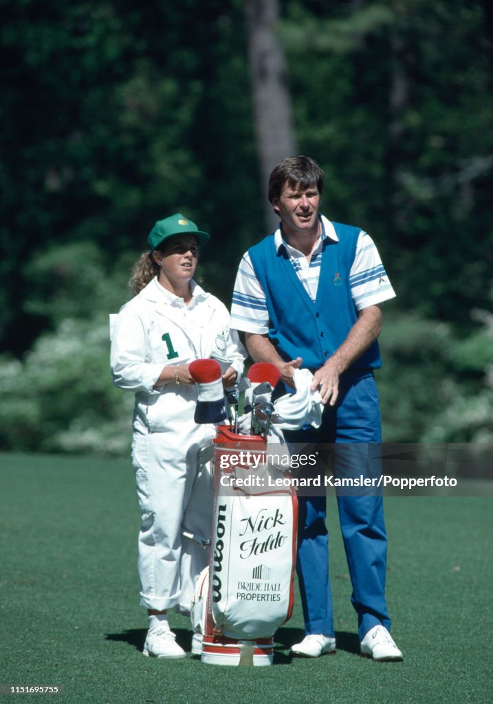 Nick Faldo With Fanny Sunesson During The US Masters Golf Tournament