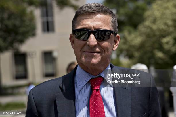 Michael Flynn, former U.S. National security adviser, exits federal court in Washington, D.C., U.S., on Monday, June 24, 2019. Flynn may have a...