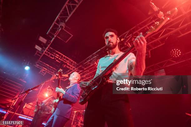 Sam Halliday, Alex Trimble and Kevin Baird of Two Door Cinema Club perform live on stage at The Liquid Room on June 24, 2019 in Edinburgh, Scotland.