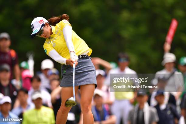 Rei Matsuda of Japan hits a tee shot on the 16th hole during the final round of the Chukyo TV Bridgestone Ladies Open at Chukyo Golf Club Ishino...