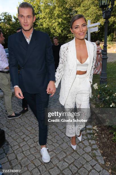 Sophia Thomalla and her boyfriend Loris Karius during the "Ein Herz fuer Kinder" summer party on June 24, 2019 at Wannseeterrassen in Berlin, Germany.