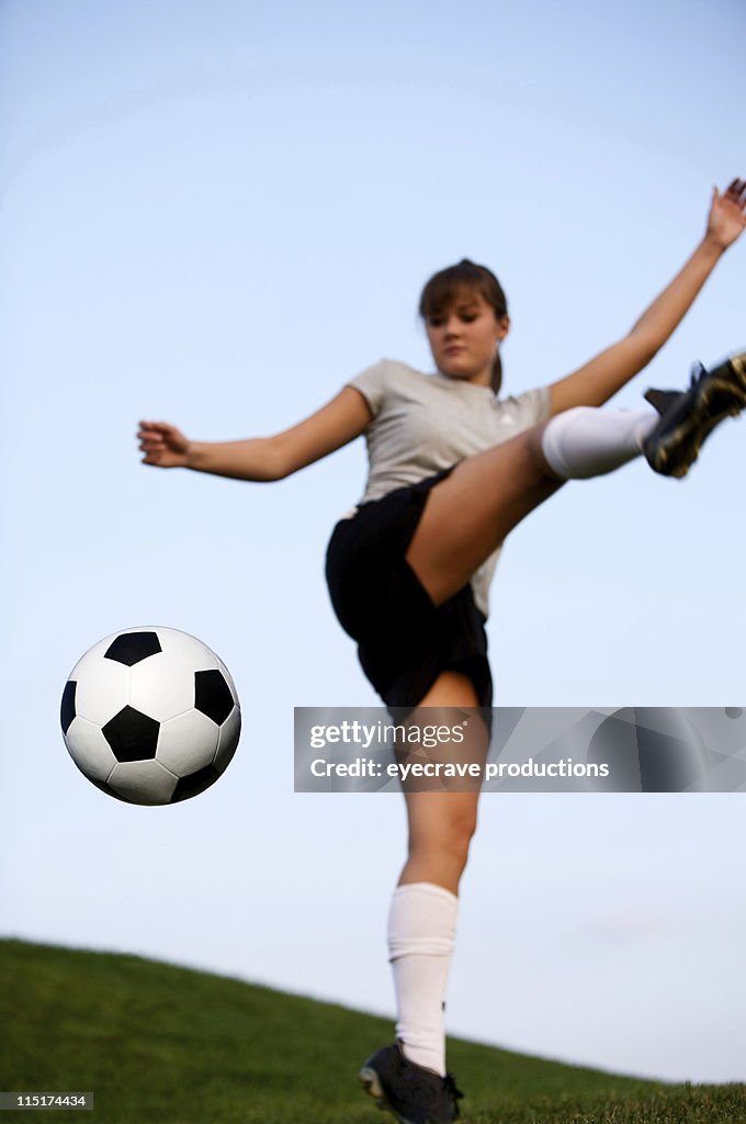 Active teen female soccer portraits