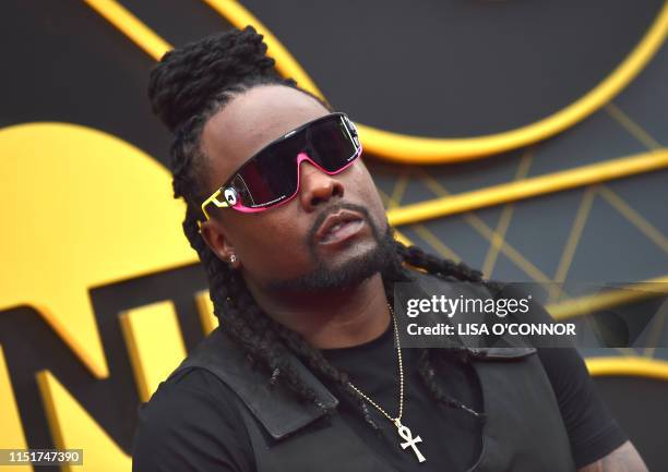 Rapper Wale arrives for the 2019 NBA Awards at Barker Hangar on June 24, 2019 in Santa Monica, California.