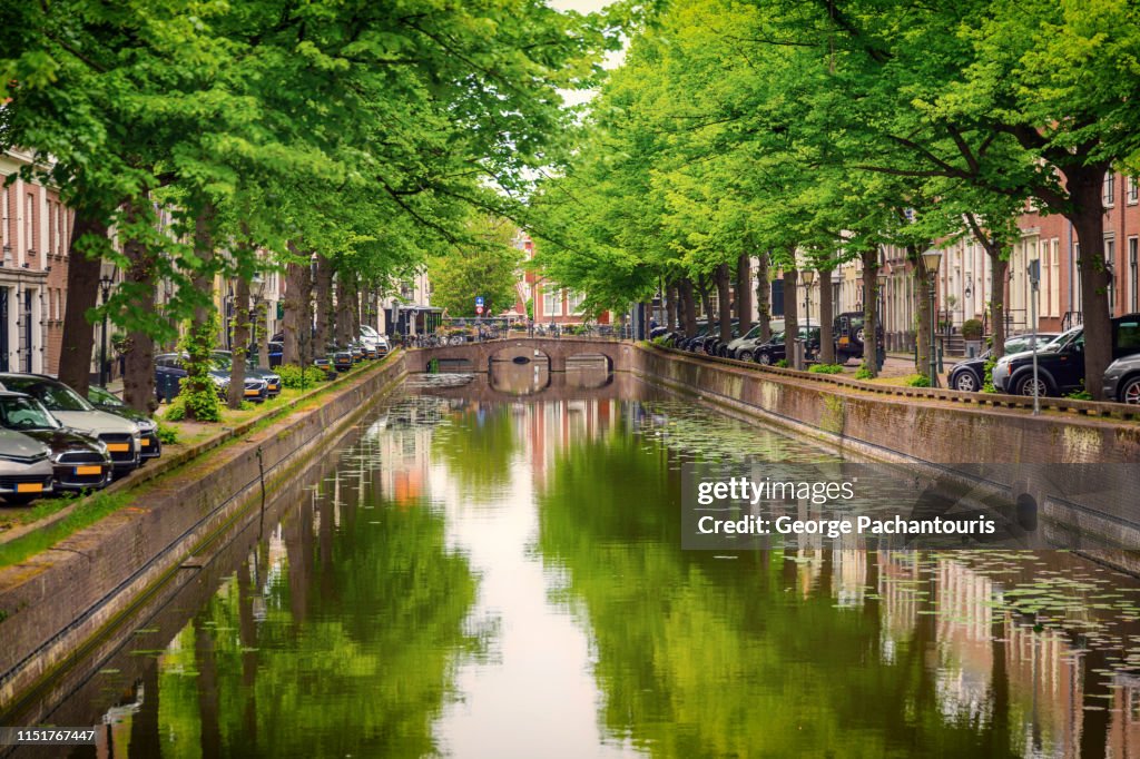 Canal in the center of The Hague, Holland