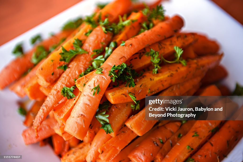 Fresh Glazed Carrots with Parsley for Turkey Dinner