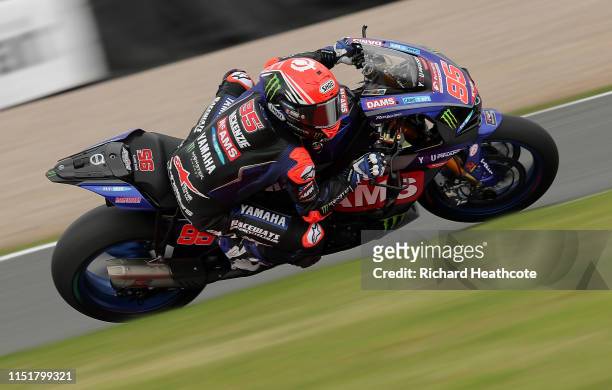 Tarran Mackenzie in action during the Bennetts British Superbike Championship at Donington Park on May 26, 2019 in Castle Donington, England.
