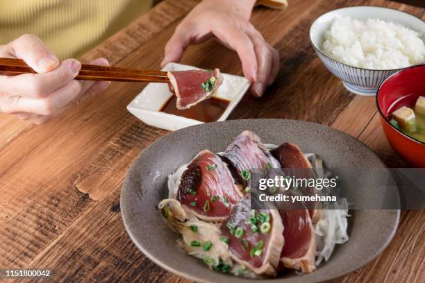 seared bonito - bonito stock pictures, royalty-free photos & images