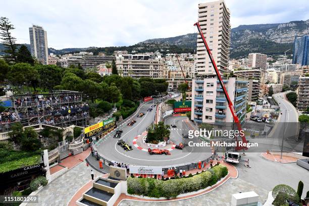 General view of the start at the Fairmont Hairpin showing Max Verstappen of the Netherlands driving the Aston Martin Red Bull Racing RB15 and...
