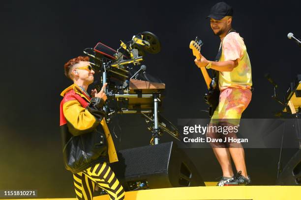 Olly Alexander performs with Jax Jones at the Radio 1 Big Weekend at Stewart Park on May 26, 2019 in Middlesbrough, England.