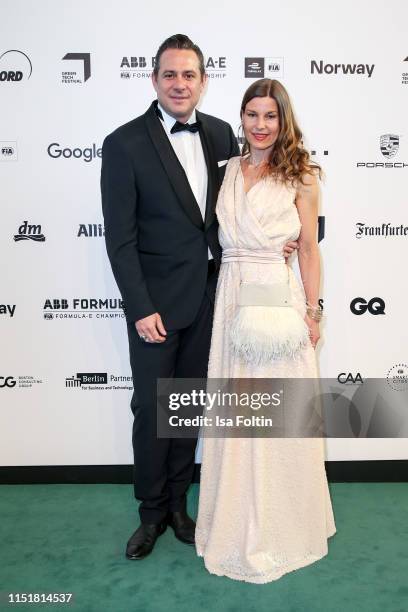 Sascha Vollmer and his wife Jennifer Vollmer during the Green Award as part of the Greentech Festival at Tempelhof Airport on May 24, 2019 in Berlin,...