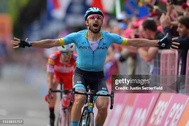 Arrival / Dario Cataldo of Italy and Astana Pro Team / Celebration / Mattia Cattaneo of Italy and Team Androni Giocattoli - Sidermec / during the...