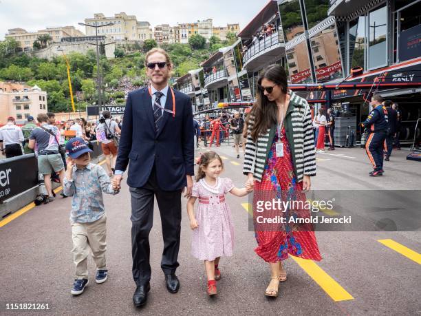 Andrea Casiraghi, Sasha Casiraghi, India Casiraghi and Tatiana Casiraghi attends the F1 Grand Prix of Monaco on May 26, 2019 in Monte-Carlo, Monaco.