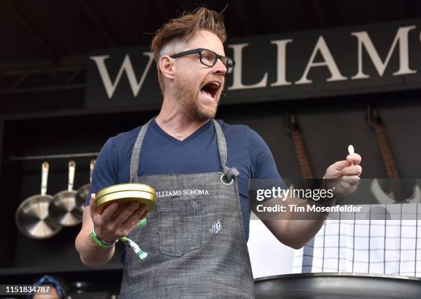 Richard Blais gives a cooking demonstration during BottleRock Napa Valley 2019 at Napa Valley Expo on May 25, 2019 in Napa, California.