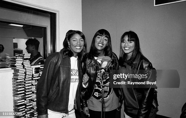 Singers Taj, Coko and Lelee from SWV poses for photos at WGCI-FM radio in Chicago, Illinois in April 1996.