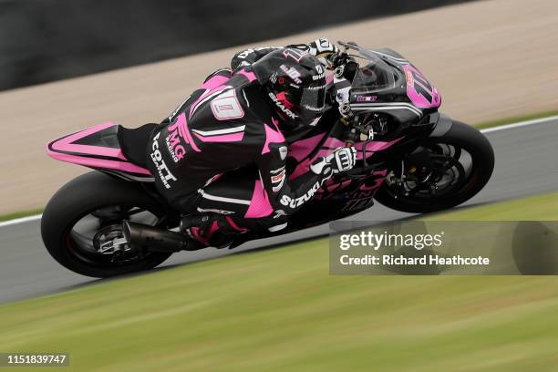 Josh Elliott in action during the Bennetts British Superbike Championship at Donington Park on May 26, 2019 in Castle Donington, England.