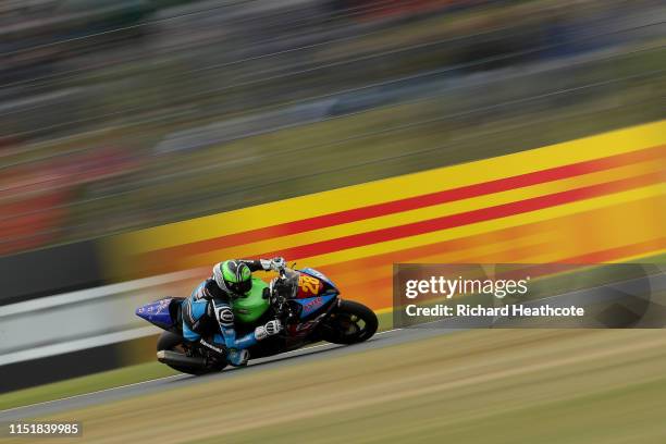 Shane Richardson of Australia in action during the Pirelli National Superstock 600 Championship at Donington Park on May 26, 2019 in Castle...