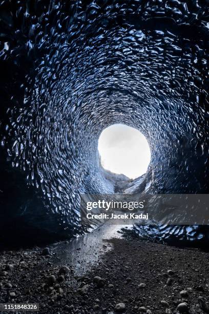 crystal blue ice cave - crystal caves stock-fotos und bilder