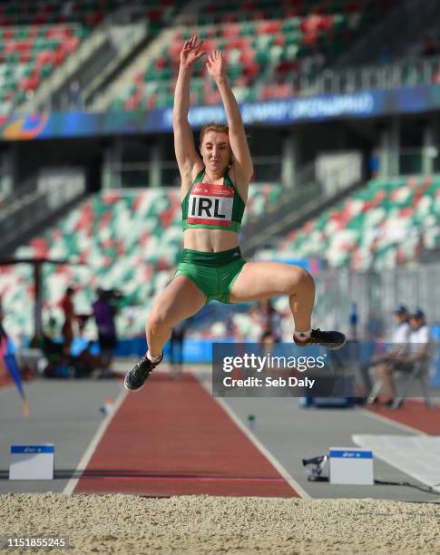 Minsk , Belarus - 25 June 2019; Sophie Meredith of Ireland competes in the Women's Long Jump during Dynamic New Athletics quarter-final match two at...