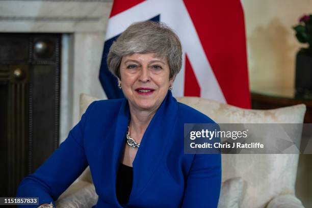 Prime Minister, Theresa May, meets with the President of Iraq, Barham Salih , at 10 Downing Street on June 25, 2019 in London, England.