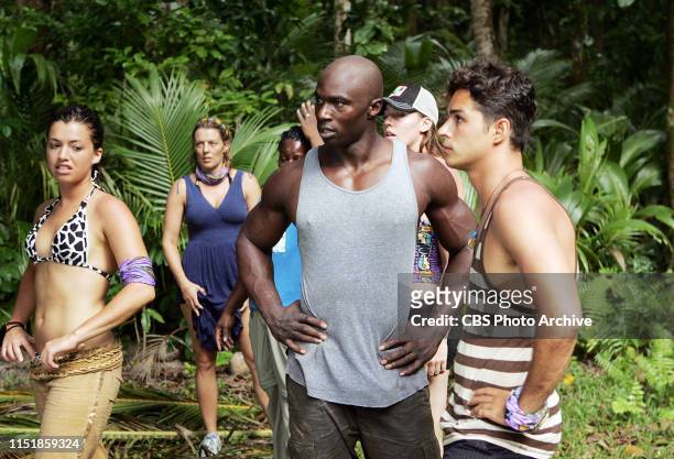 Parvati Shallow, Ami Cusack, Cirie Fields, James Clement, Amanda Kimmel and Ozzy Lusth during the first episode of "Survivor: Micronesia - Fans vs....