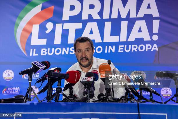 Italy's Deputy Prime Minister and leader of right-wing Lega political party Matteo Salvini attends a news conference following the European...