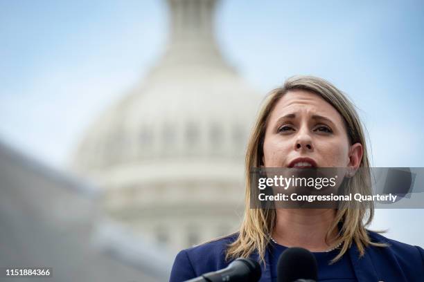 Rep. Katie Hill, D-Calif., speaks at a press conference to introduce ACTION for National Service outside of the Capitol on Tuesday June 25, 2019.