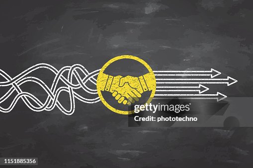 Solution Concepts With Handshake On Blackboard Background High-Res ...