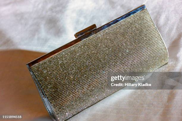 silver gemstone clutch - silver purse stockfoto's en -beelden