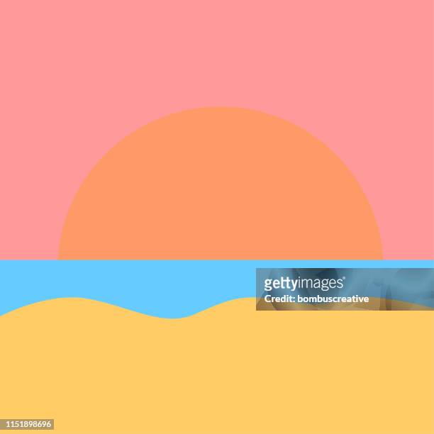 sunset view - island stock illustrations