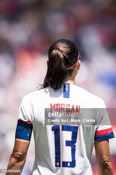 Team Captain Alex Morgan of United States stands with her back to the goal during the International Friendly match the U.S. Women's National Team and...