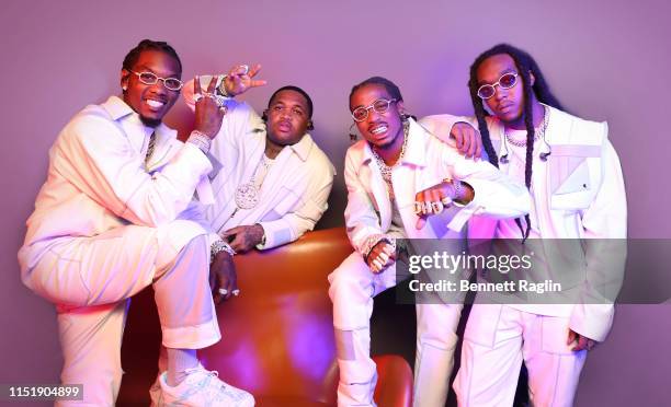Offset of Migos, Mustard, and Quavo and Takeoff of Migos pose for a portrait during the BET Awards 2019 at Microsoft Theater on June 23, 2019 in Los...
