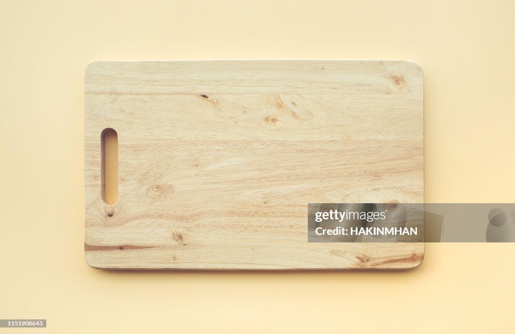 Chopping board wooden on pastel color