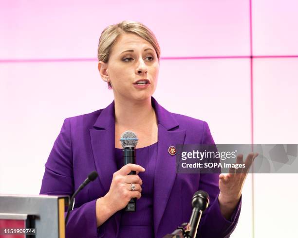Representative Katie Hill speaking at the Ignite Young Women Run D.C. Conference in Washington, DC.