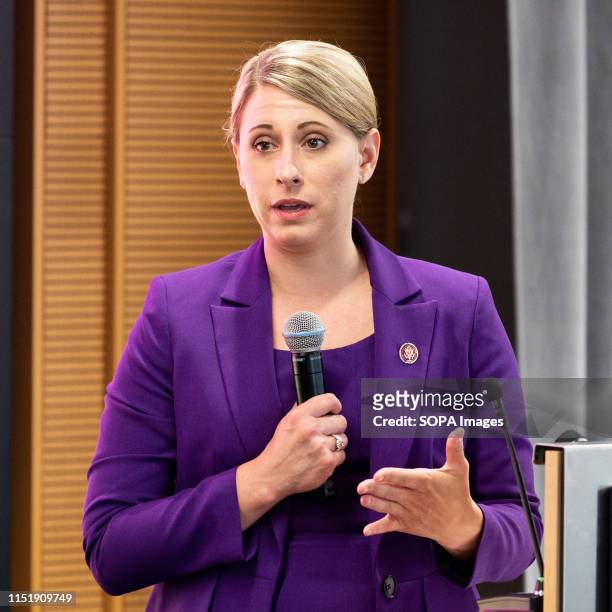 Representative Katie Hill speaking at the Ignite Young Women Run D.C. Conference in Washington, DC.
