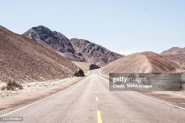 View of the Panamerican Highway crossing southern Peruvian desert in Palpa.