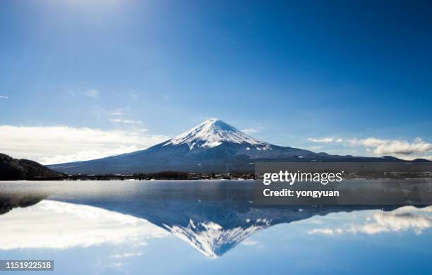 mt. fuji against blue sky - mt fuji stock pictures, royalty-free photos & images