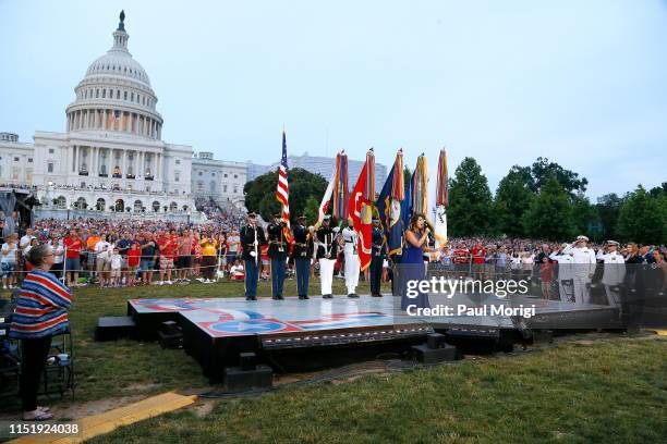 American Idol Season 17 finalist Alyssa Raghu performs at the 2019 National Memorial Day Concert at U.S. Capitol, West Lawn on May 26, 2019 in...