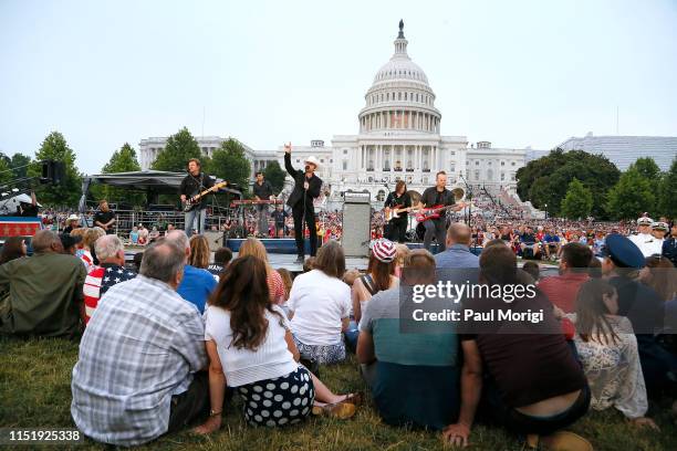 Multi-platinum-selling country music star Justin Moore performs at the 2019 National Memorial Day Concert at U.S. Capitol, West Lawn on May 26, 2019...