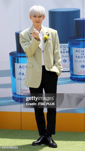 Group EXO CHAN YEOL is attends the launching photo event of Italian classic lifestyle brand ACQUA DI PARMA new product "CIPRESSO di TOSCANA" at...