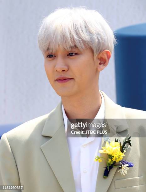 Group EXO CHAN YEOL is attends the launching photo event of Italian classic lifestyle brand ACQUA DI PARMA new product "CIPRESSO di TOSCANA" at...